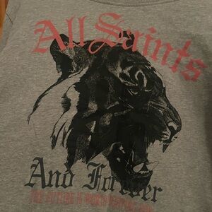 All Saints Gray Kids Graphic Shirt